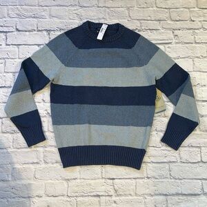 J. Crew Men's Crewneck Sweater in Navy and Light Blue. Medium